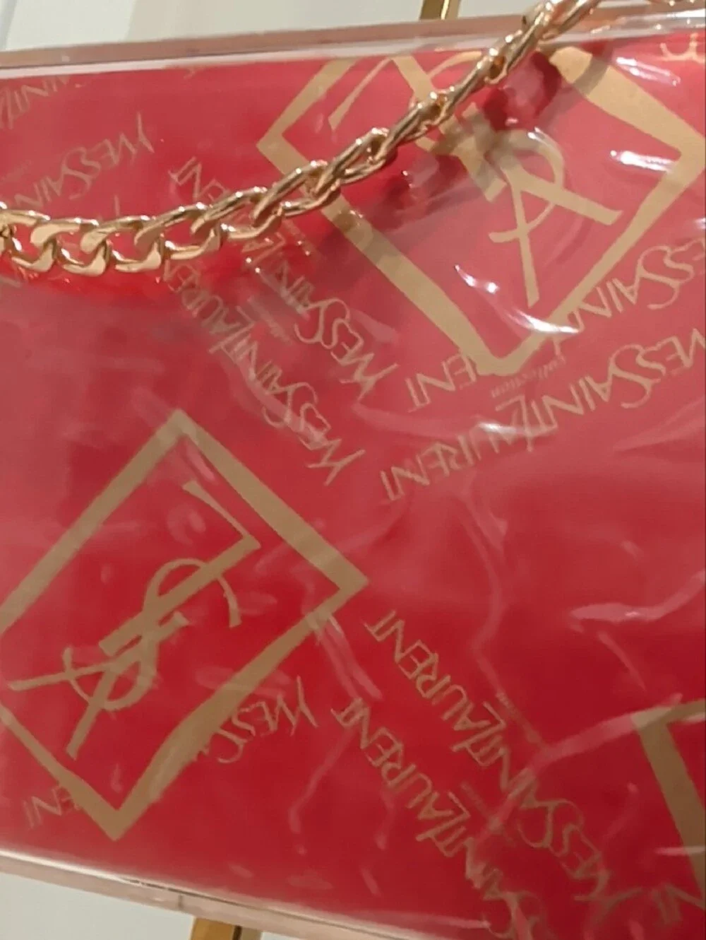 Upcycled Novelty Saint Laurent Red Acrylic Box Clutch